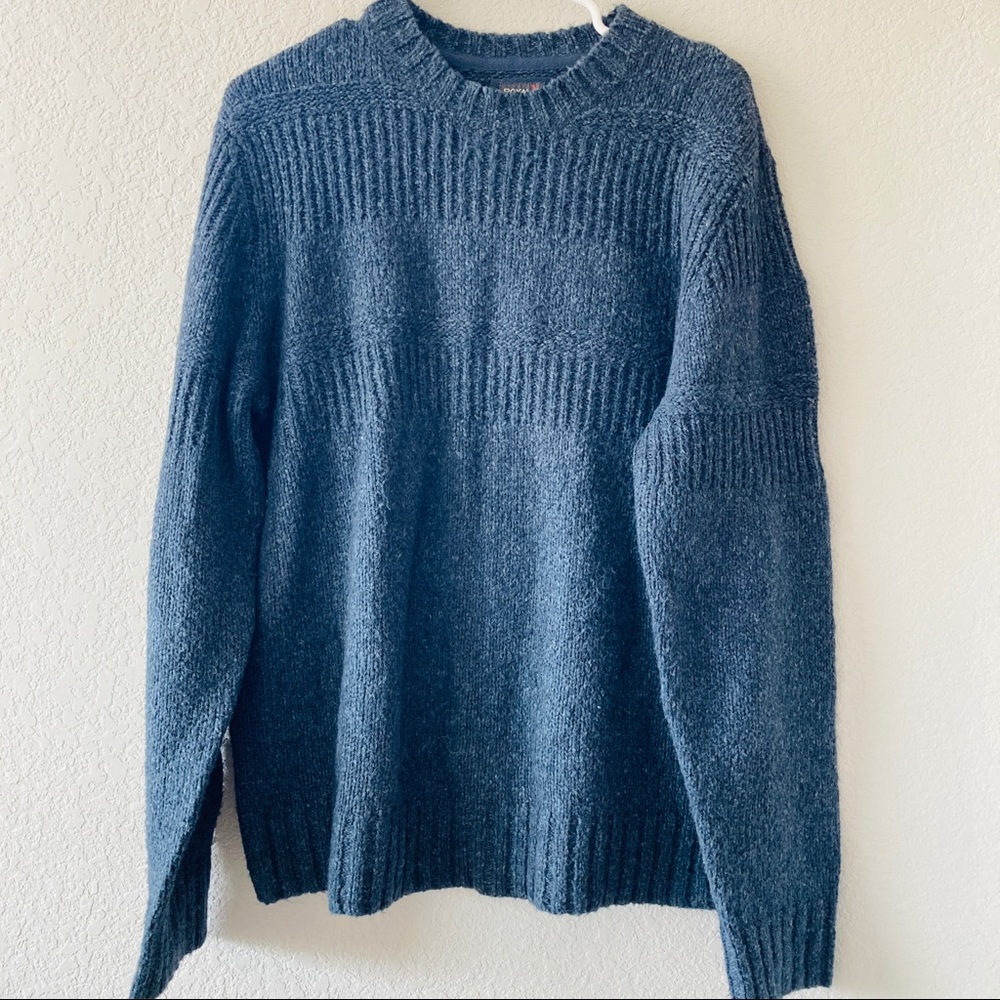 Royal Robbins Blue Knit Sweater Mens Large Wool Blend Crewneck